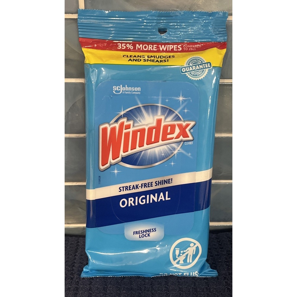 WINDEX Original Glass &‎ Surface Wipes 38 Count Pack Windows Streak Free Shine